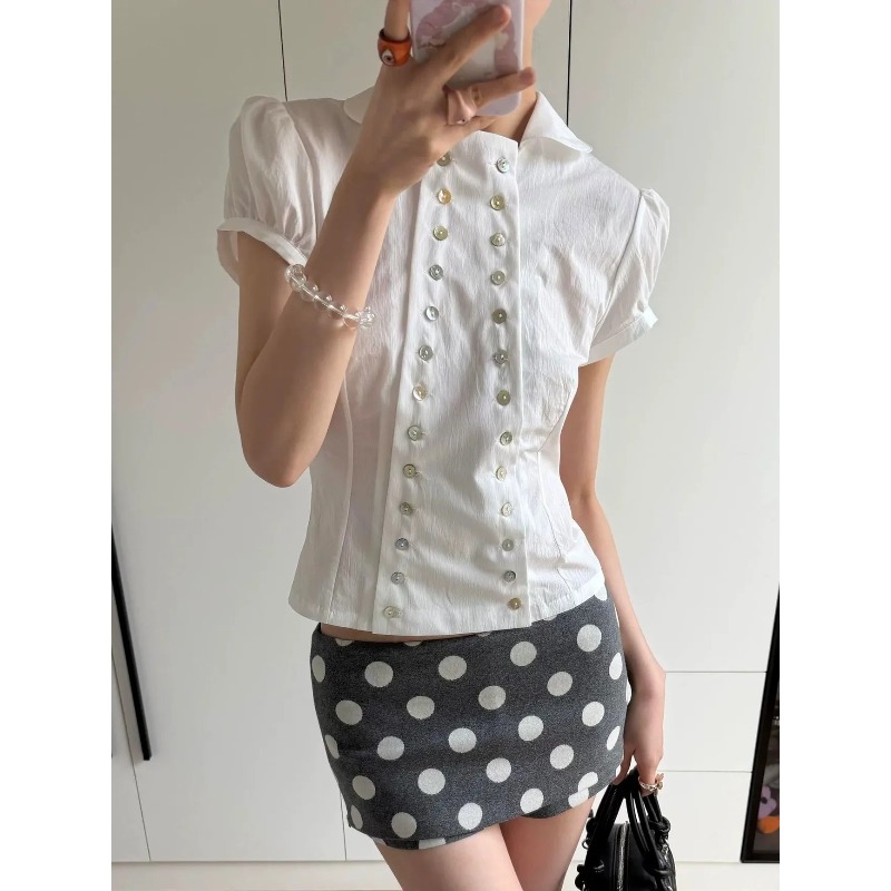 Y2K Japon Vintage Bluz Puf Kol - Vintage Fashion Korea incelemesi ve fiyatı